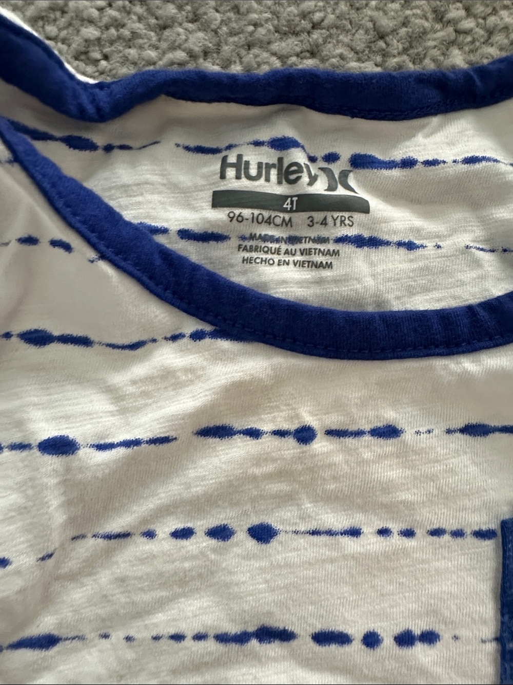 Hurley Boys' White & Blue Stripe Tank with Blue Pocket and Teal Pattern Tank - Picture 4 of 5